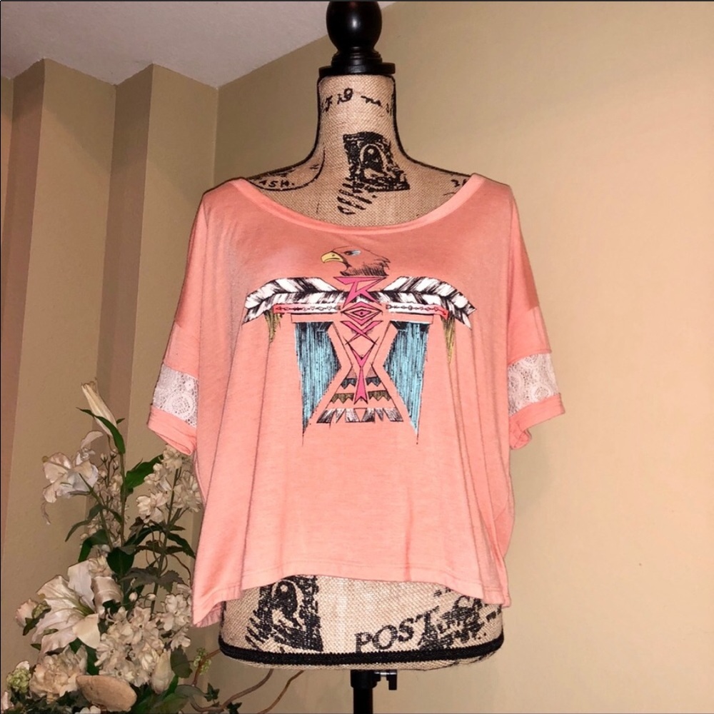 ~Roxy~ Flowy salmon crop top. Size M.